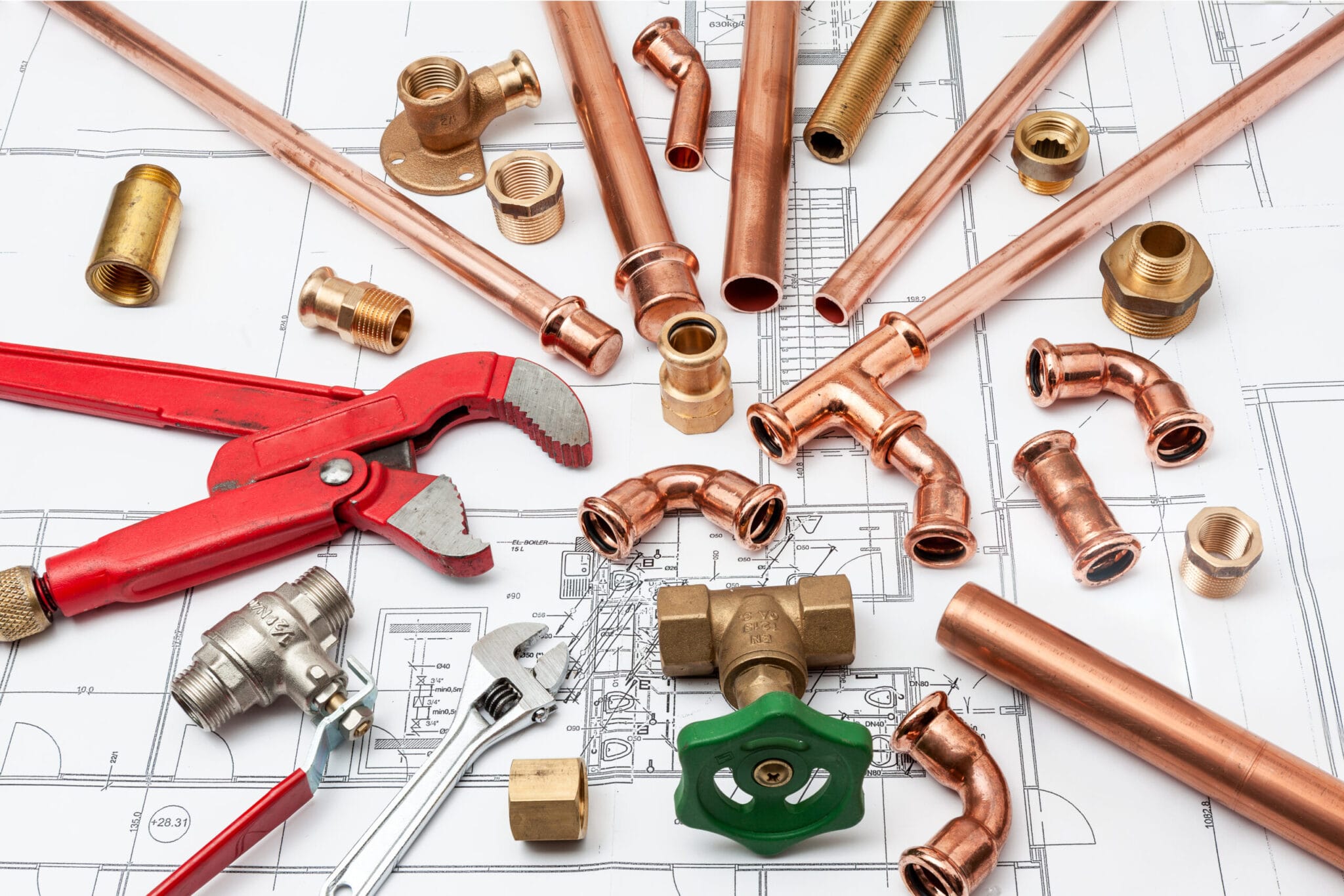 Copper pipe fittings and plumbing parts for Cocoa, Florida repairs